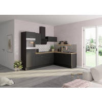 ECKKÜCHE 270/200 cm  in Anthrazit  - Edelstahlfarben/Eichefarben, Basics, Holzwerkstoff/Metall (270/200cm) - Optifit