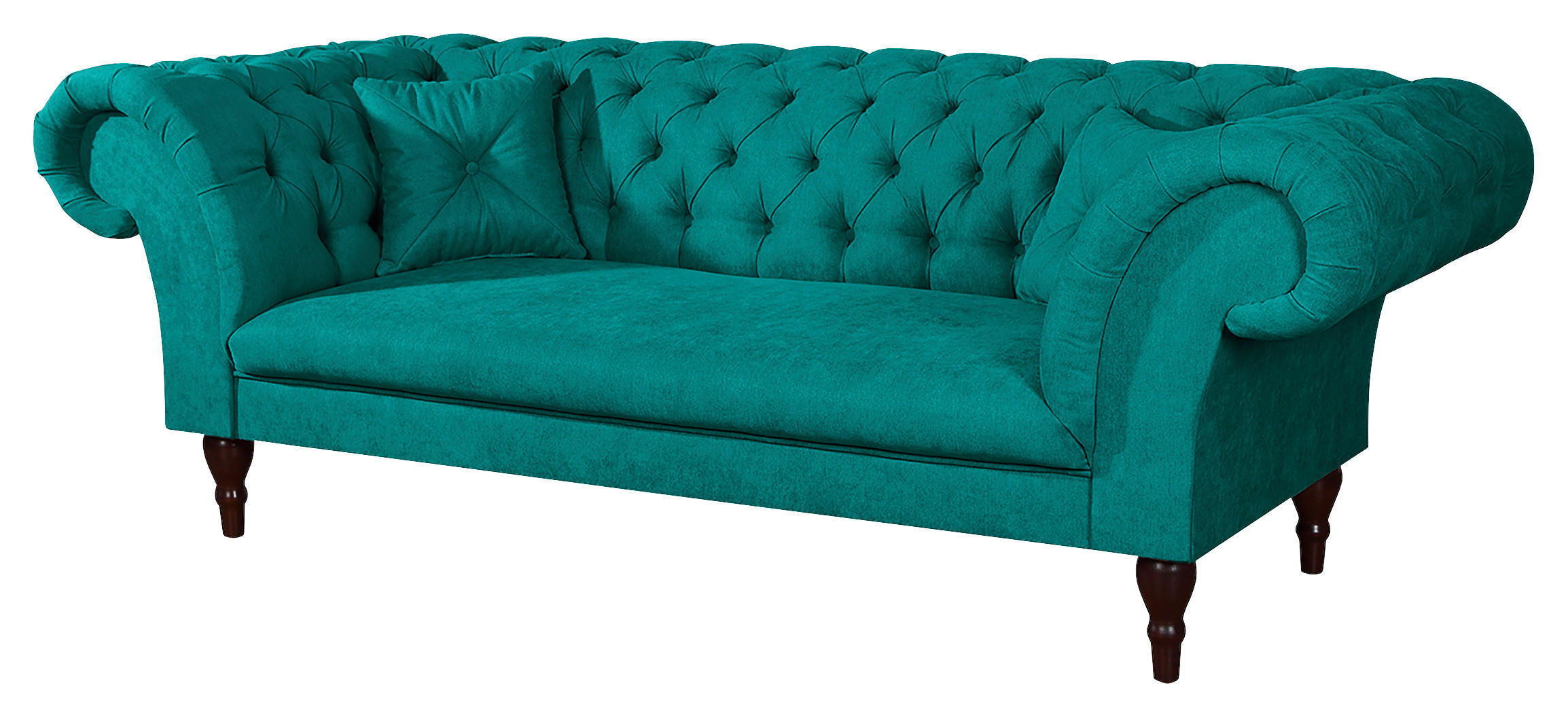 3-SITZER-SOFA Mikrofaser Türkis  - Türkis/Braun, Design, Holz/Textil (232/79/97cm) - Livetastic