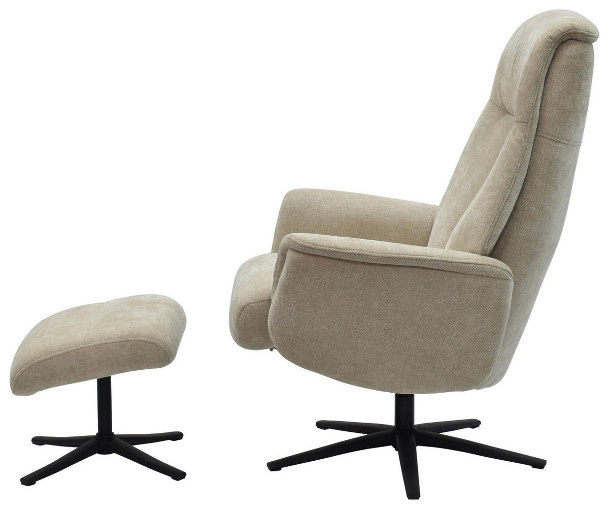 RELAXSESSELSET RELAVO Webstoff Hocker    - Beige/Schwarz, Design, Textil/Metall (72/109/86/111/81cm) - Livetastic
