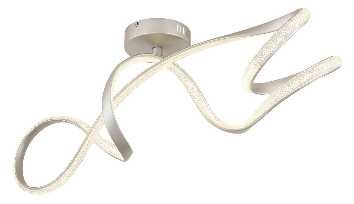 LED MENNYEZETI LÁMPA - nikkelszínű/átlátszó, Design, műanyag/fém (90,8/28/33cm) - Globo