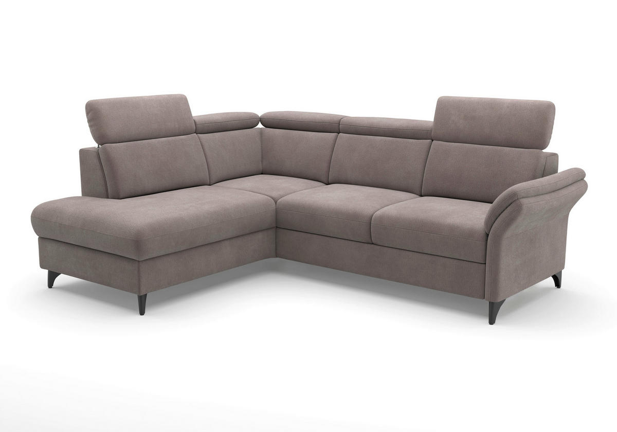 ECKSOFA GLENDALE E in Flachgewebe Taupe  193/247 cm  - Taupe/Schwarz, KONVENTIONELL, Textil/Metall (193/247cm) - Sit & More