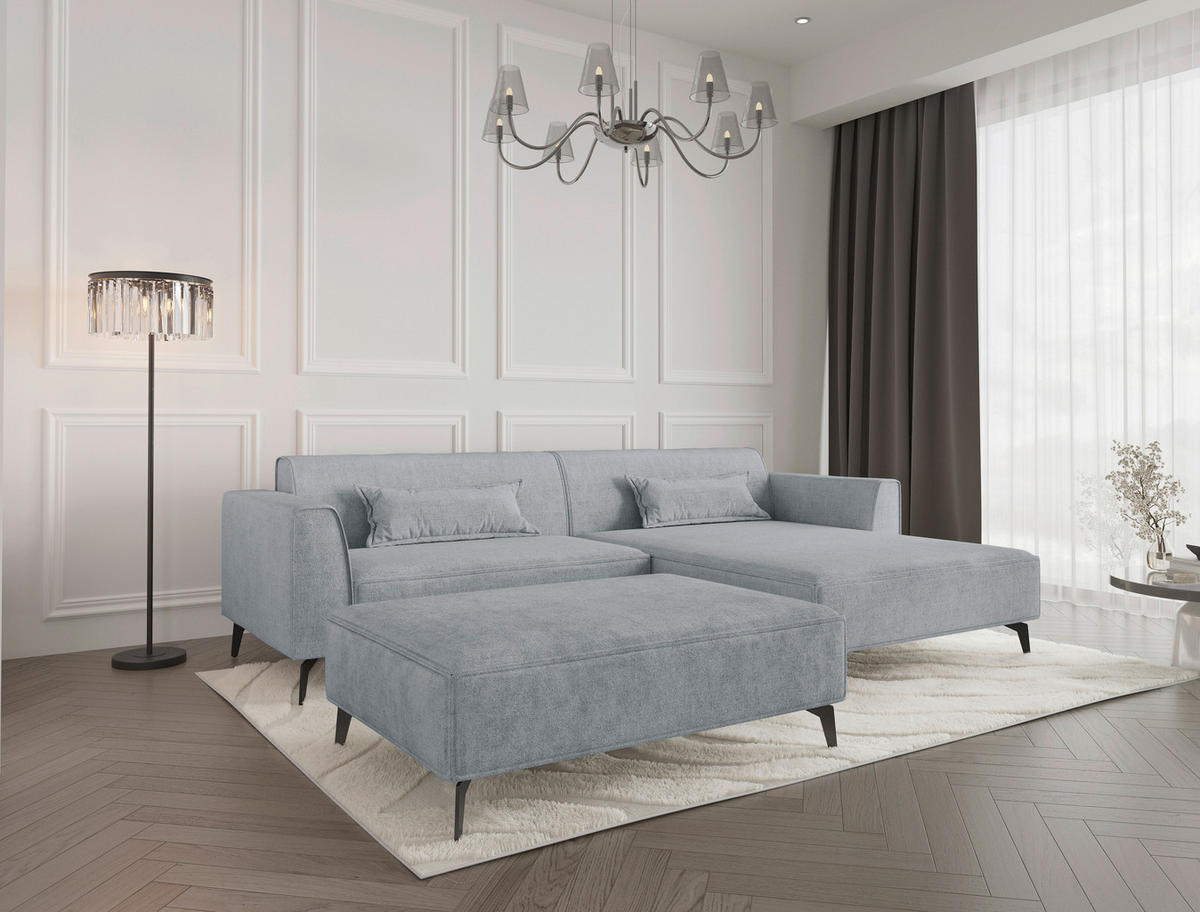 HOCKER in Textil Grau  - Schwarz/Grau, MODERN, Textil/Metall (130/44/85cm) - Carryhome