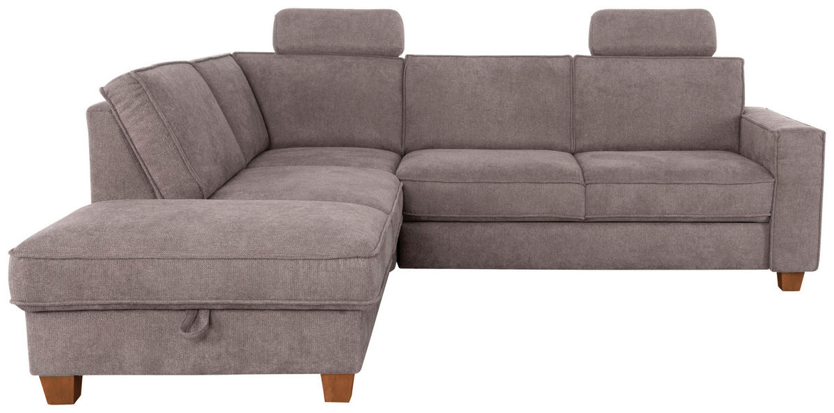 ECKSOFA in Flachgewebe Taupe  - Taupe/Eichefarben, Konventionell, Holz/Textil (213/236cm) - Sit & More