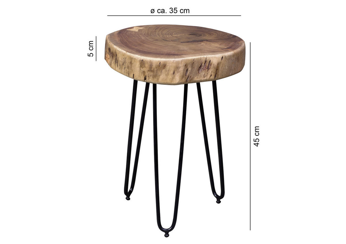 BEISTELLTISCH in Holz 35/35/45 cm  - Schwarz/Akaziefarben, Design, Holz/Metall (35/35/45cm) - MID.YOU