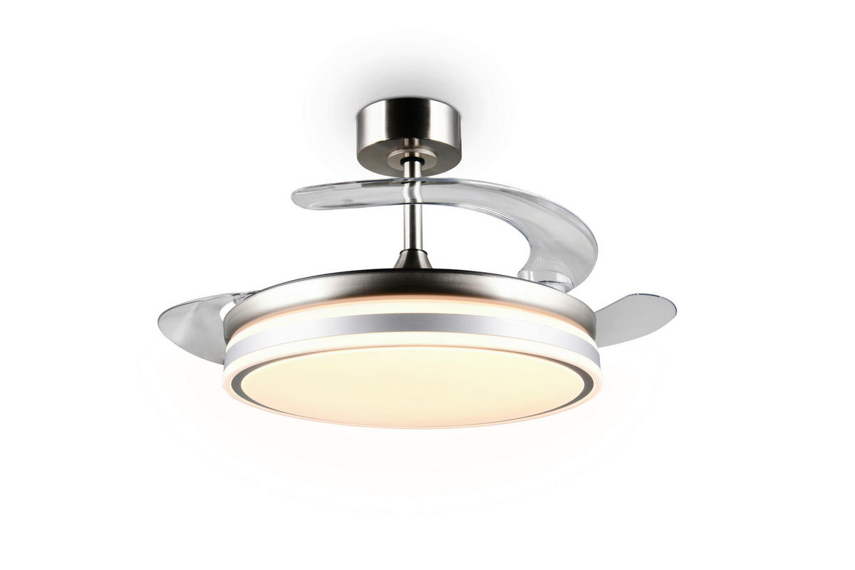 DECKENVENTILATOR - Klar/Nickelfarben, Design, Kunststoff/Metall (48/4cm)