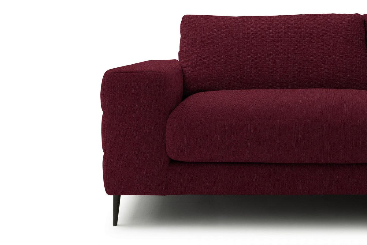 ECKSOFA in Flachgewebe Rot  253/177 cm  - Rot/Schwarz, Design, Textil/Metall (253/177cm) - Dieter Knoll