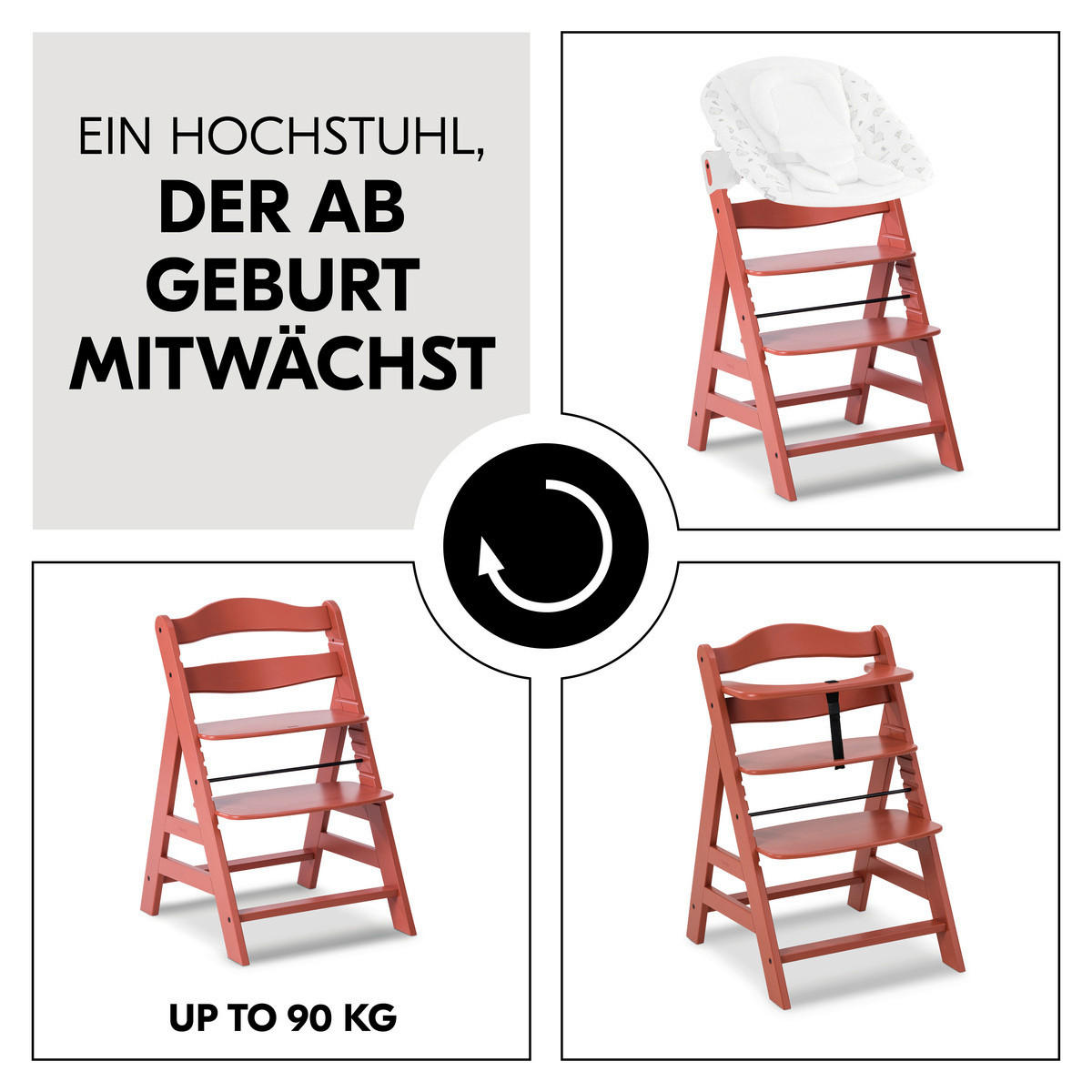 HOCHSTUHL ALPHA +  - Terracotta, Basics, Holz (56/77/48cm) - Hauck