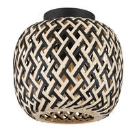 DECKENLEUCHTE 20/19,5 cm   - Schwarz/Naturfarben, Natur, Naturmaterialien/Metall (20/19,5cm) - Globo