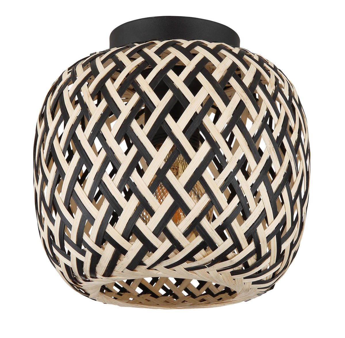 DECKENLEUCHTE 20/19,5 cm   - Schwarz/Naturfarben, Natur, Naturmaterialien/Metall (20/19,5cm) - Globo