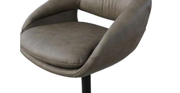 ARMLEHNSTUHL  in Eisen Echtleder pigmentiert  - Taupe/Schwarz, Design, Leder/Metall (60,5/86,7/65cm) - Belluti