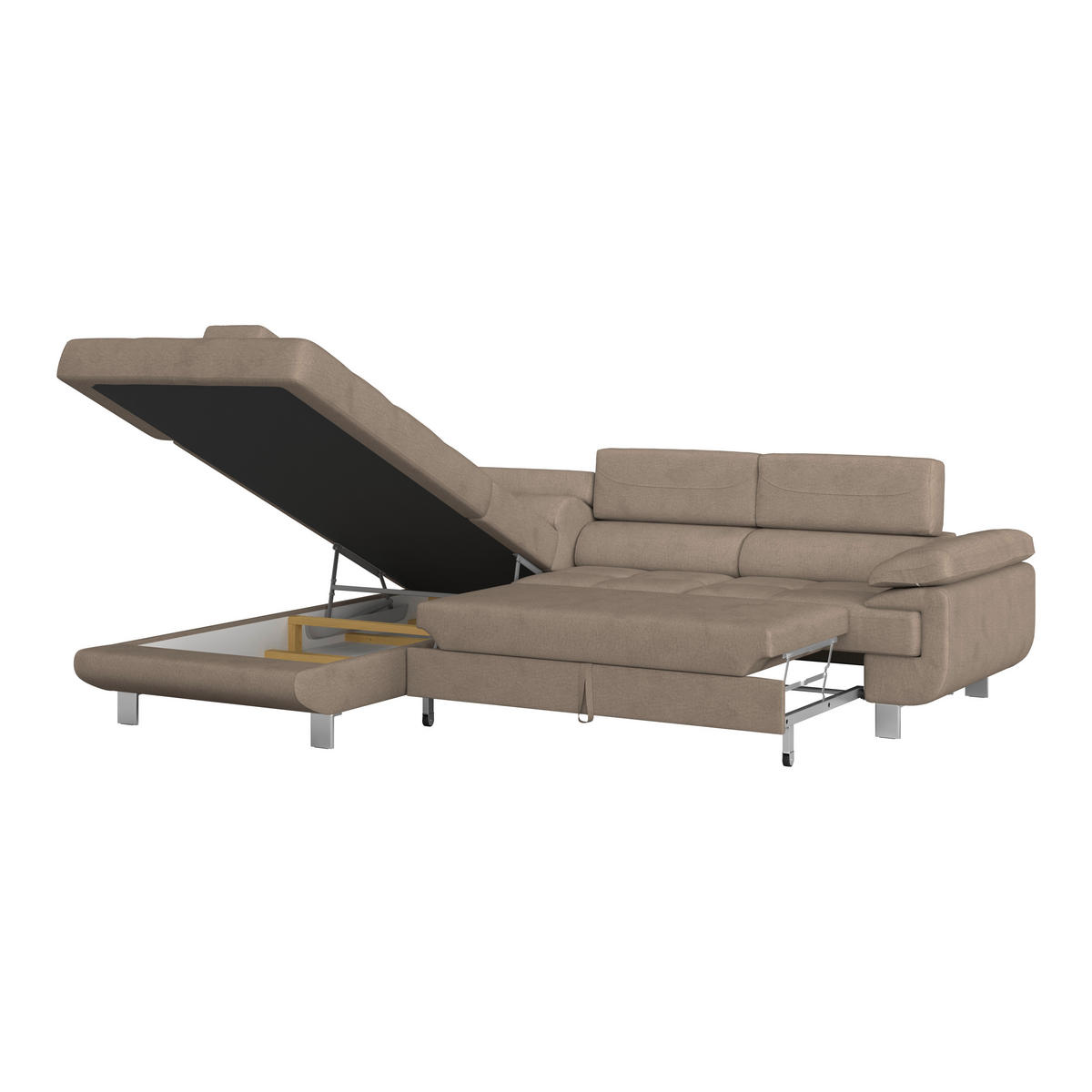 HÖRNSOFFA i dräll taupe  - taupe, Modern, metall/textil (230/270cm) - MID.YOU