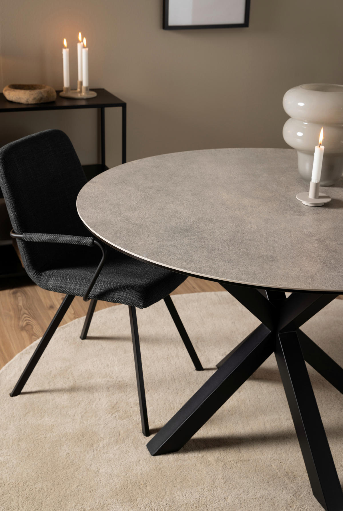 ESSTISCH in Keramik  - Schwarz/Grau, Trend, Keramik/Metall (119/75,5cm) - MID.YOU