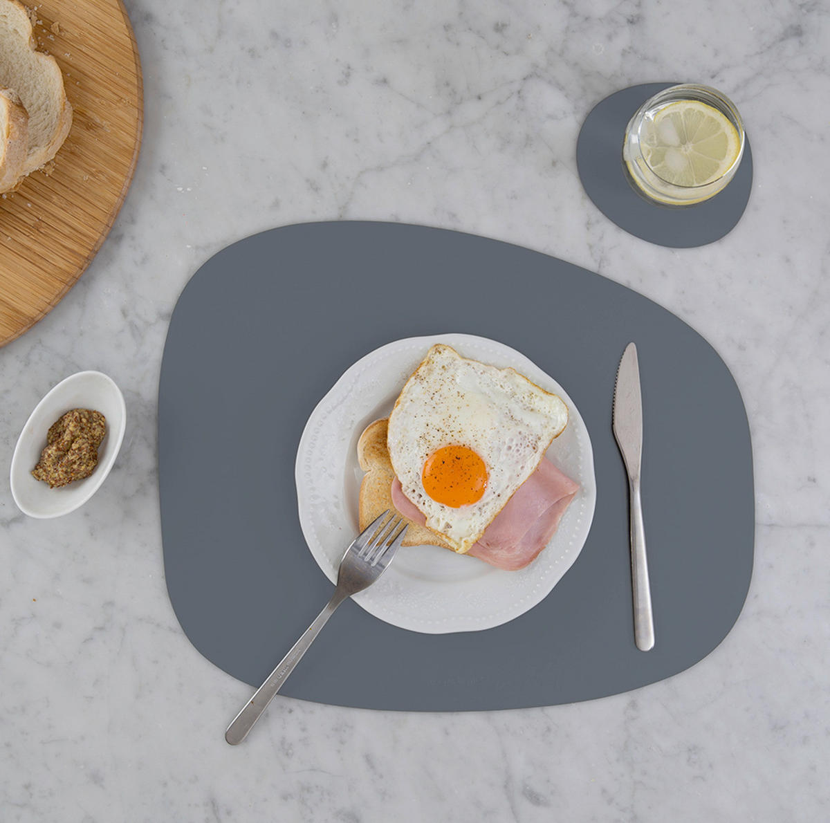 TISCHSET Leder Blau  - Blau, Basics, Leder (40/33/0.2cm)