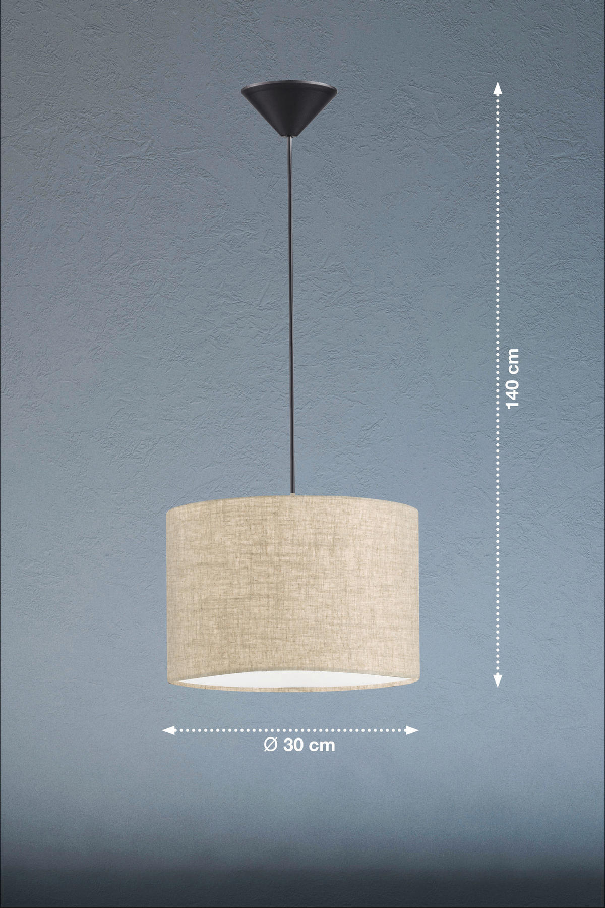 PENDELLAMPA 30 cm  - vit/sandfärgad, Basics, textil/plast (30cm) - Fischer & Honsel