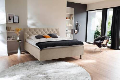 POLSTERBETT gepolstertes Kopfteil, Lattenrost, Bettkasten Beige 180/200 cm  - Beige, MODERN, Holzwerkstoff/Textil (180/200cm) - Xora