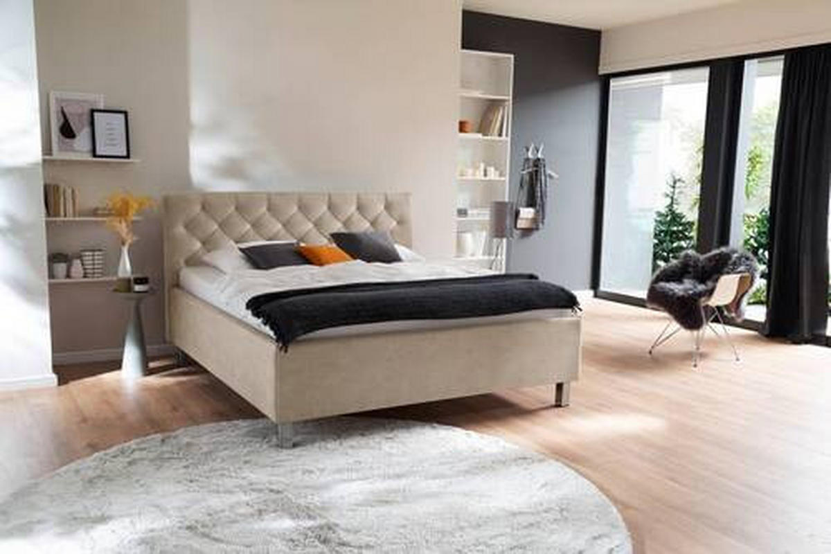 POLSTERBETT 180/200 cm  in Beige  - Beige, Modern, Holzwerkstoff/Textil (180/200cm) - Xora