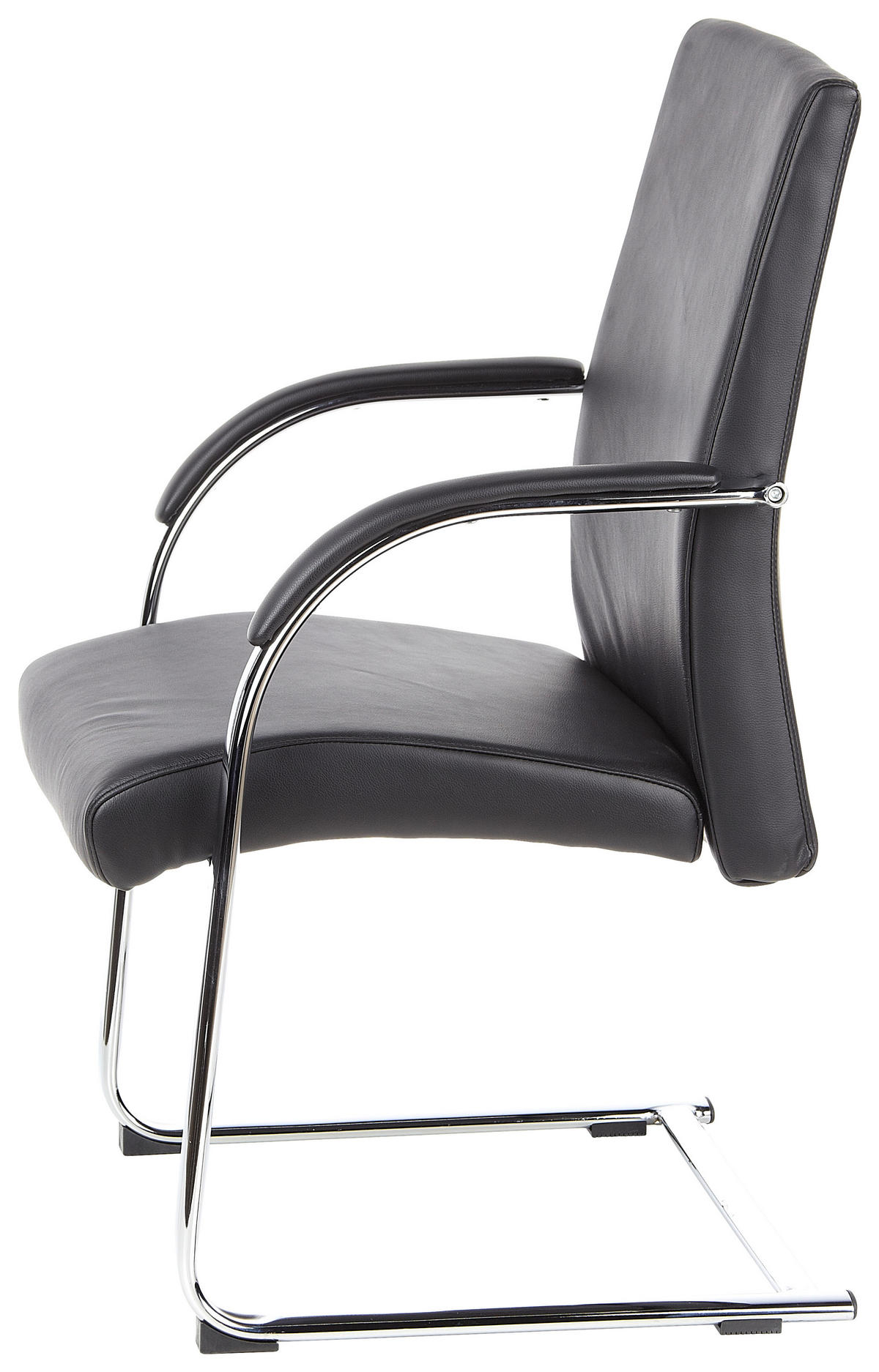 BESÖKSSTOL  i läderimitation svart  - aluminiumfärg/svart, Modern, metall/läder (60/101/49cm) - MID.YOU
