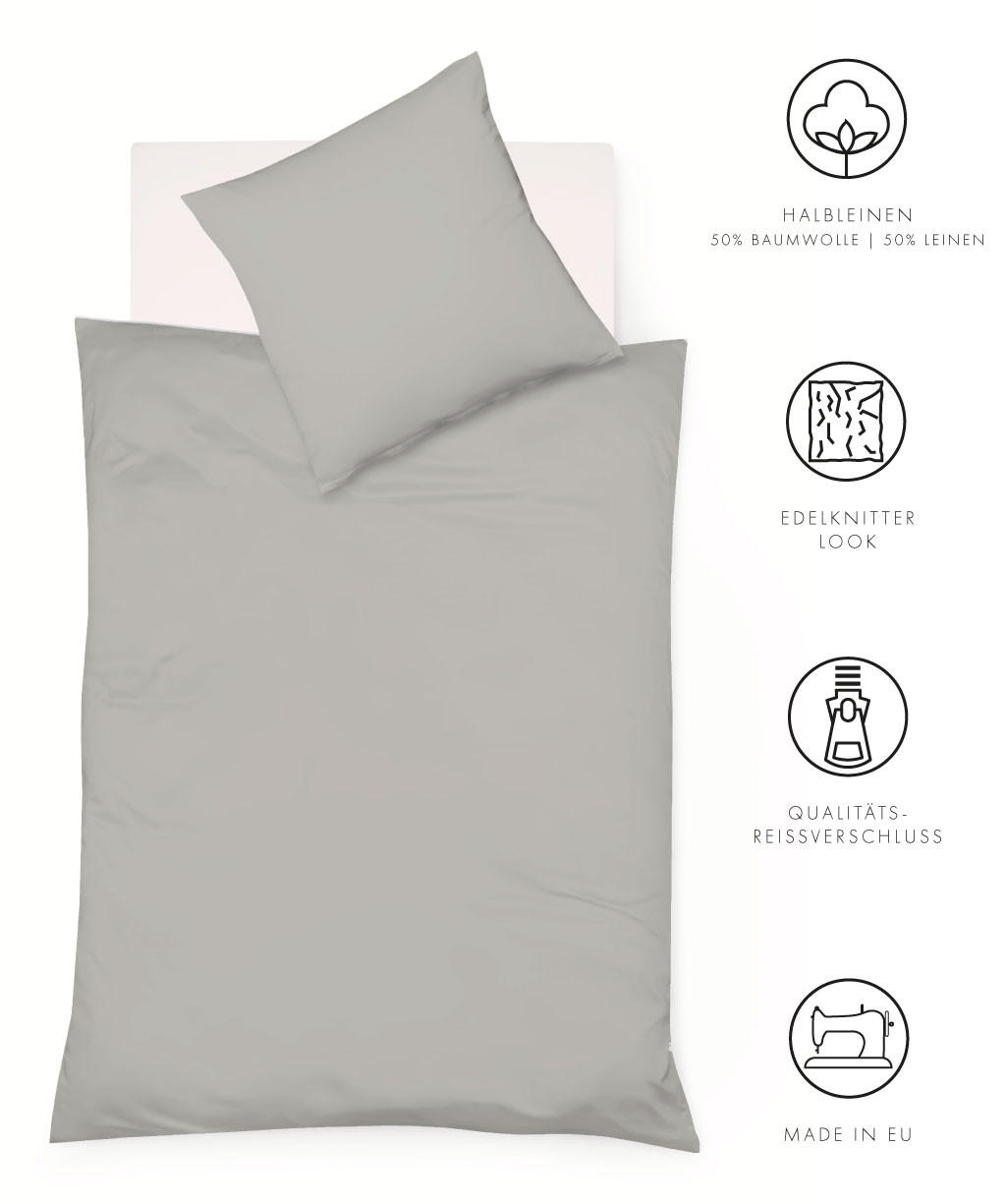 BETTWÄSCHE 135/200 cm Provence Leinenoptik  - Grau, Basics, Textil (135/200cm) - Fleuresse