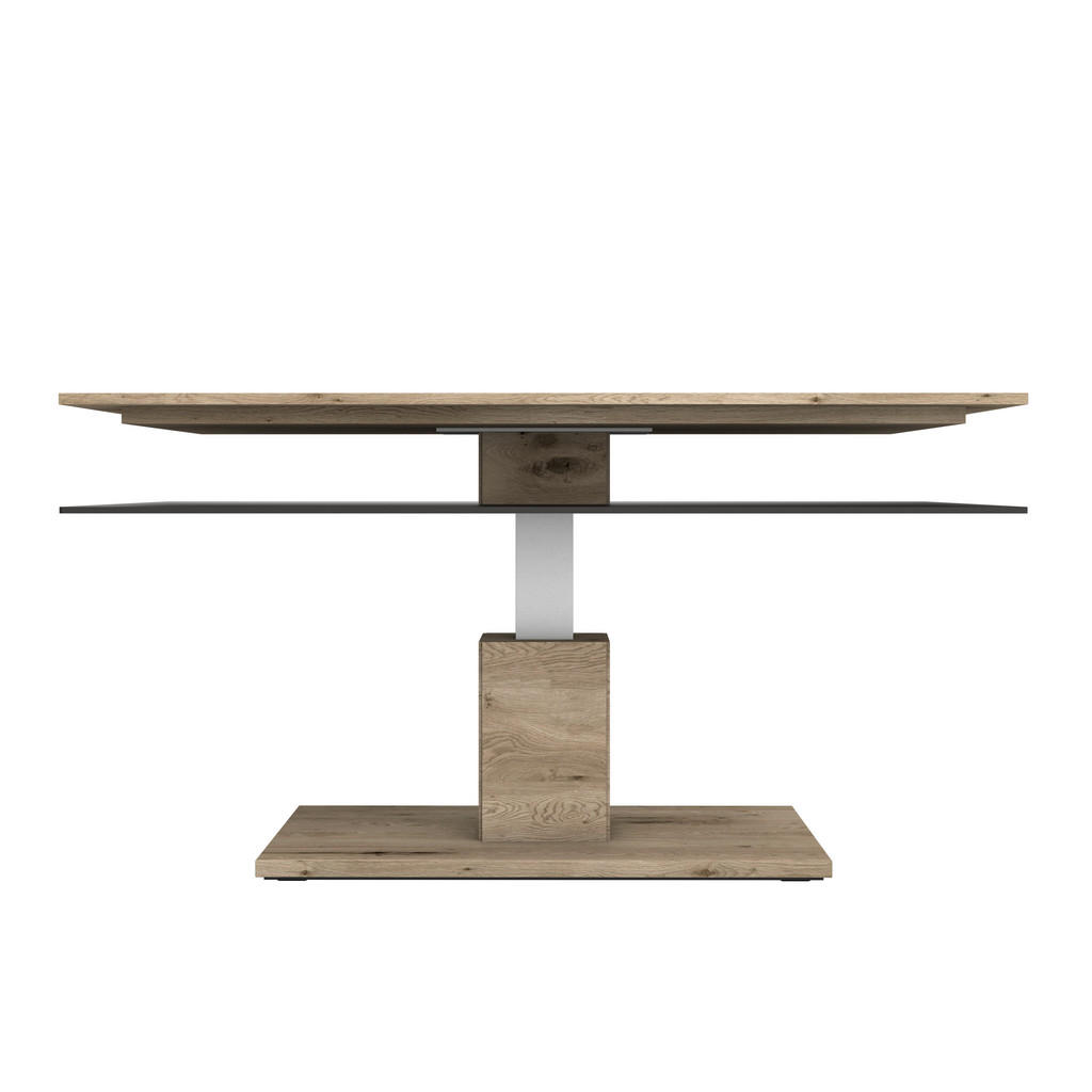 Thumbnail - Voglauer Couchtisch, Anthrazit, Eiche, Holz, Glas, Altholz, Eiche, massiv, rechteckig, eckig, Bodenplatte, 75x46x120 cm,...
