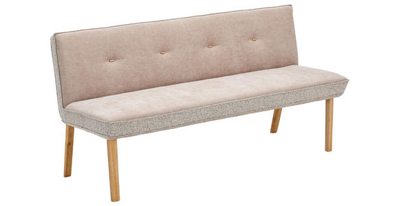 SITZBANK 157/88/63 cm Webstoff, Mikrofaser Taupe, Hellbraun Eiche vollmassiv - Taupe/Hellbraun, Design, Holz/Textil (157/88/63cm) - Linea Natura