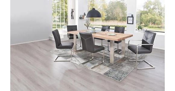 ESSTISCH Wildeiche massiv rechteckig Eichefarben, Edelstahlfarben - Edelstahlfarben/Eichefarben, Design, Holz/Metall (220/100/77cm) - Novel