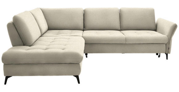 ECKSOFA Creme Struktur - Creme/Schwarz, Natur, Textil/Metall (233/288cm) - Valnatura