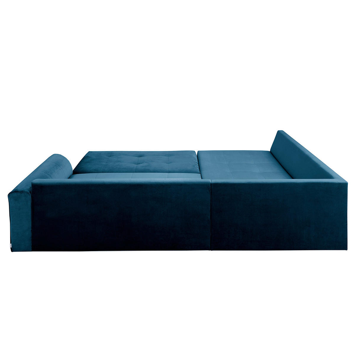 ECKSOFA inkl. Hocker Ariella Blau Samt Rückenkissen, Hocker  - Blau/Naturfarben, Design, Holz/Textil (161/231cm) - Livetastic
