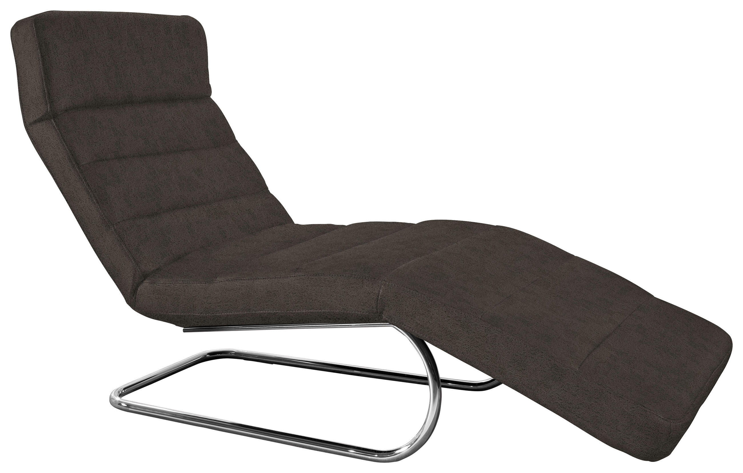 RELAXLIEGE in Mikrofaser Mokka  - Chromfarben/Mokka, Design, Textil/Metall (65/91/170cm) - Chilliano