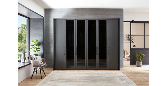 DREHTÜRENSCHRANK 300/216/58 cm 6-türig Graphitfarben - Schwarz/Graphitfarben, Design, Glas/Holzwerkstoff (300/216/58cm) - Novel