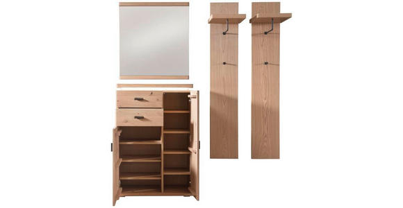 GARDEROBE 4-teilig  in 155/204/38 cm  - Eichefarben, Natur, Holz/Holzwerkstoff (155/204/38cm) - Linea Natura