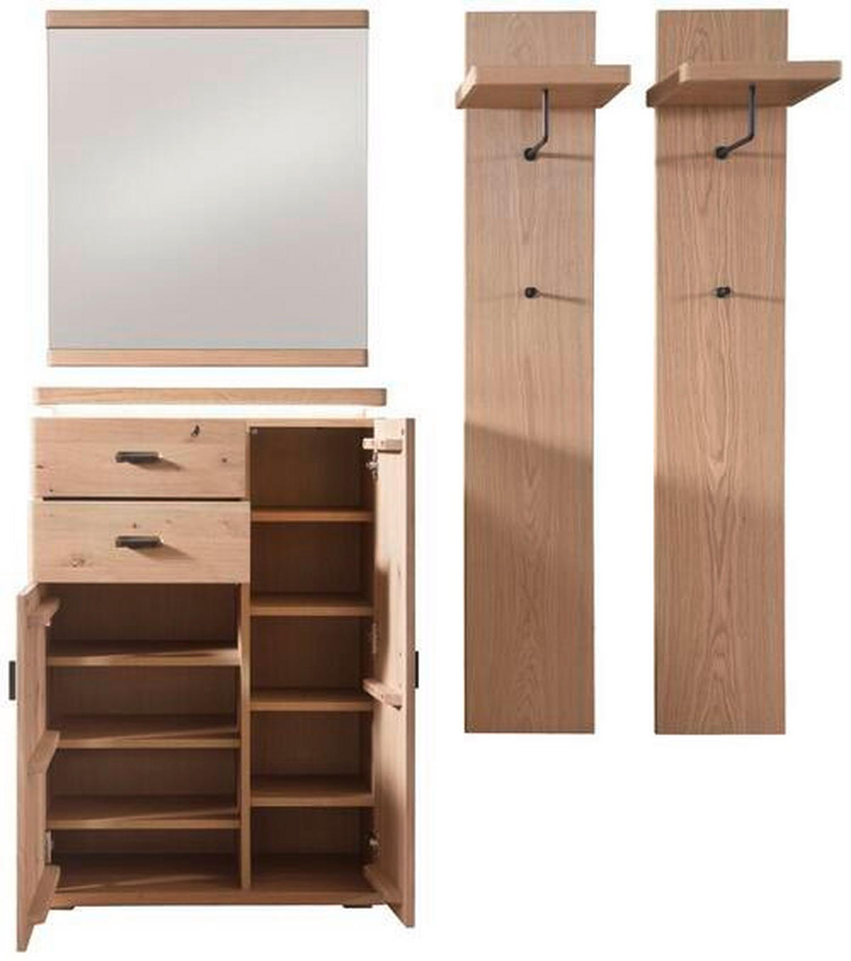 GARDEROBE 4-teilig  in 155/204/38 cm  - Eichefarben, Natur, Holz/Holzwerkstoff (155/204/38cm) - Linea Natura