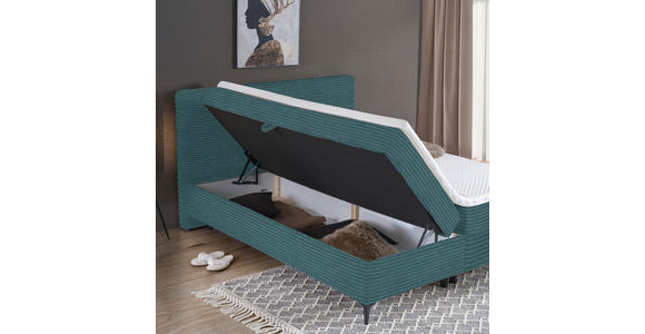 BOXBETT 160/200 cm in Petrol - Petrol/Schwarz, Design, Holz/Holzwerkstoff (160/200cm) - Xora