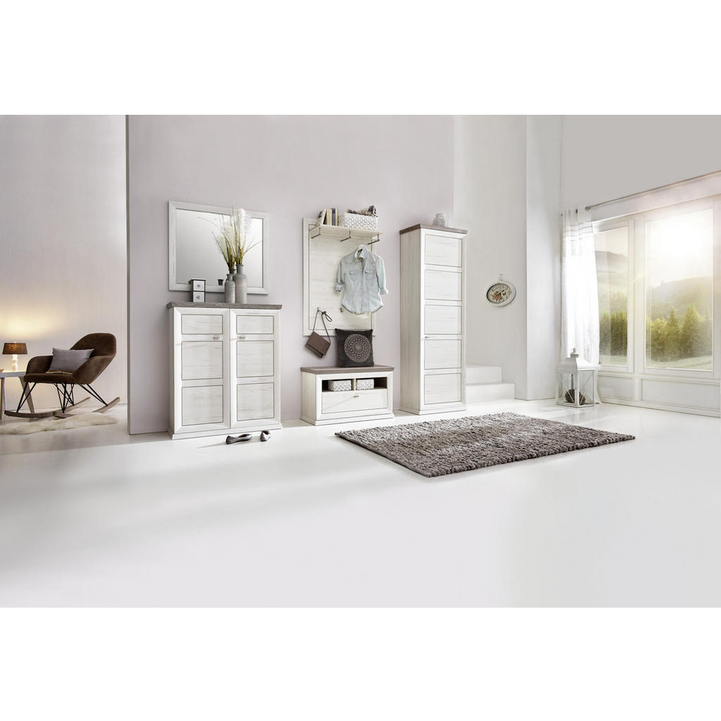 Thumbnail - Hom`in Garderobenbank, Grau, Weiß, Metall, 1 Schubladen, 85.2x50.5x38.5 cm, Garderobe, Garderobenbänke