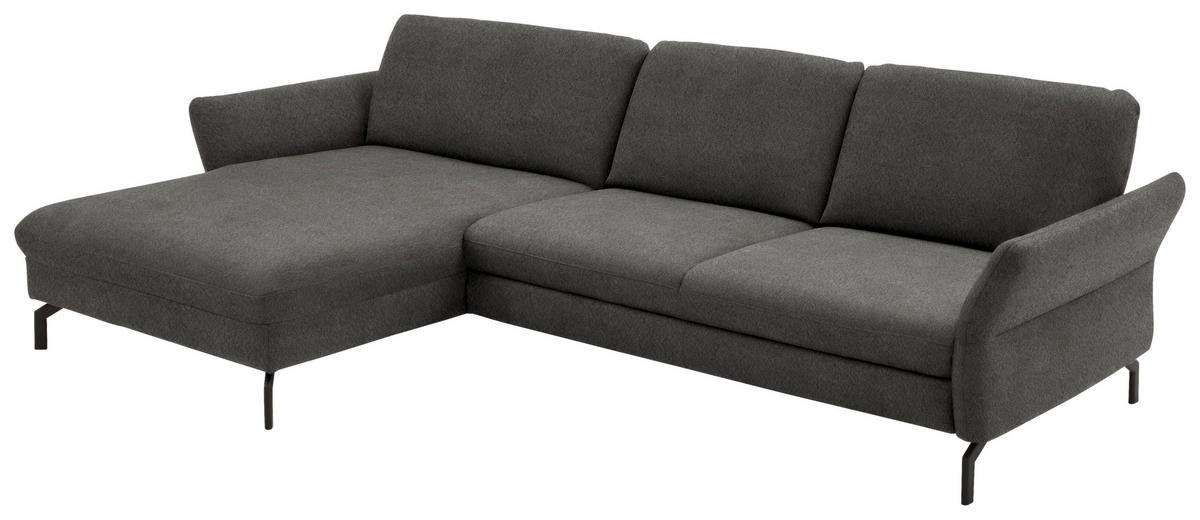 ECKSOFA in Velours Grau  - Schwarz/Grau, Design, Textil/Metall (179/306cm) - Beldomo System