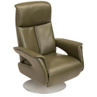 RELAXSESSEL in Leder Dunkelgrün  - Chromfarben/Dunkelgrün, Design, Leder/Metall (78/108/89cm) - Welnova