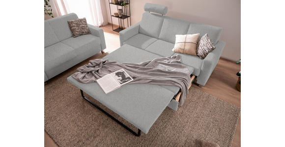 3-SITZER-SOFA in Flachgewebe Hellgrau  - Chromfarben/Hellgrau, Design, Textil/Metall (195/83/85cm) - Xora