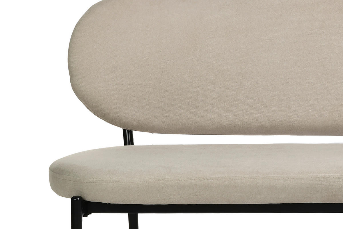 SITZBANK in Metall, Textil Schwarz, Taupe  - Taupe/Schwarz, Design, Textil/Metall (160/82/62cm) - MID.YOU
