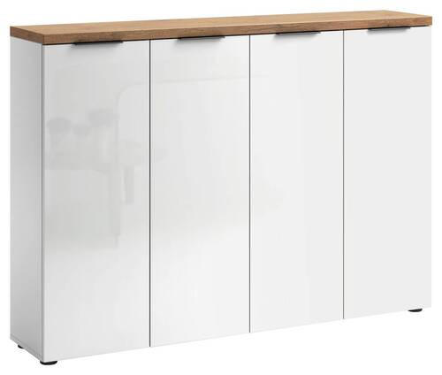 SCHUHSCHRANK Weiß, Eichefarben  - Eichefarben/Alufarben, Design, Holzwerkstoff/Kunststoff (160,4/115/34cm) - Xora