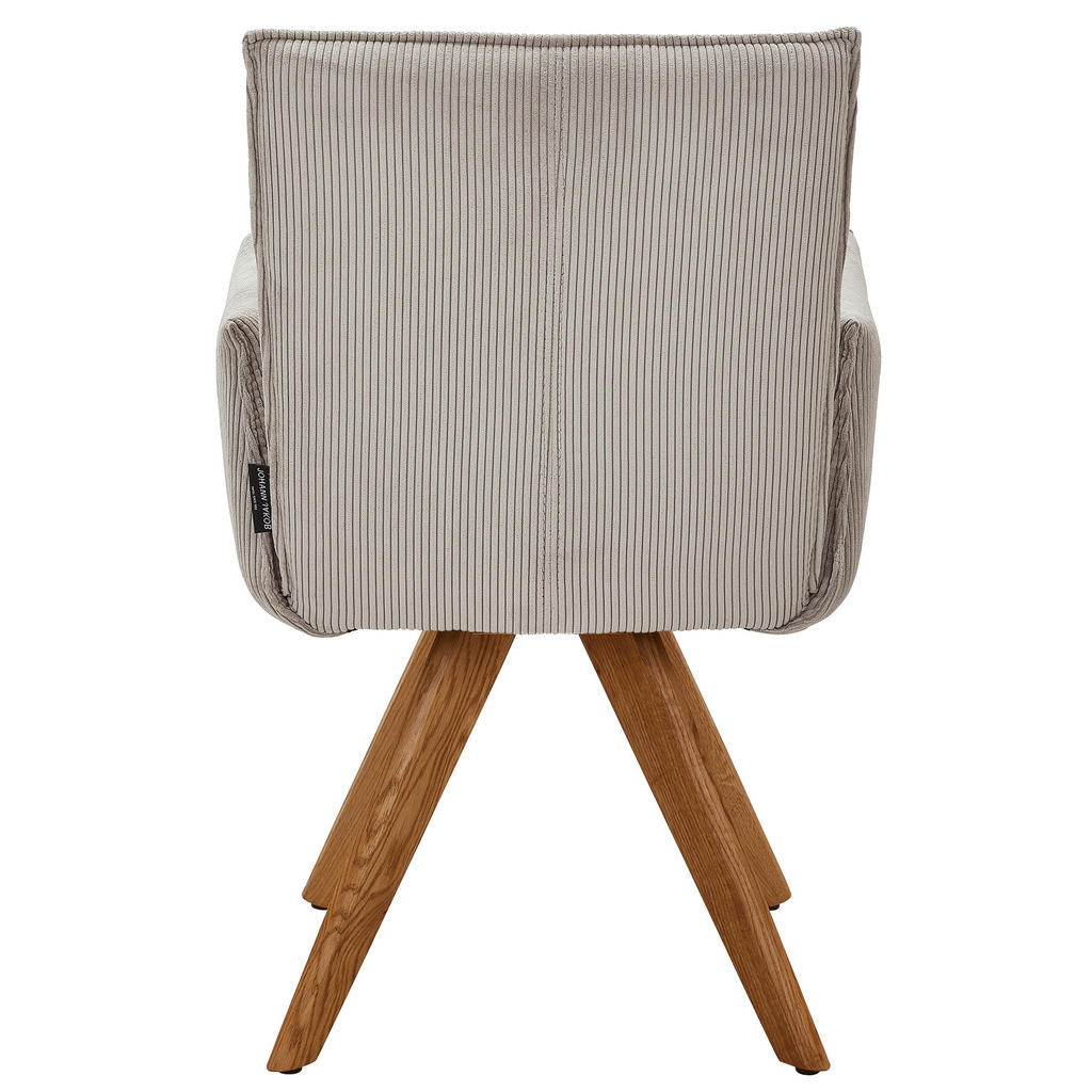 Thumbnail - Johann Jakob Armlehnstuhl, Ecru, Holz, Textil, Wildeiche, massiv, Stativgestell, 59x87x62 cm, Gestellauswahl, Sitzfläche...
