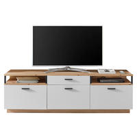 LOWBOARD Weiss, Eiche Artisan  180/55/50 cm  - Weiss/Schwarz, Design, Holzwerkstoff/Metall (180/55/50cm) - Stylife