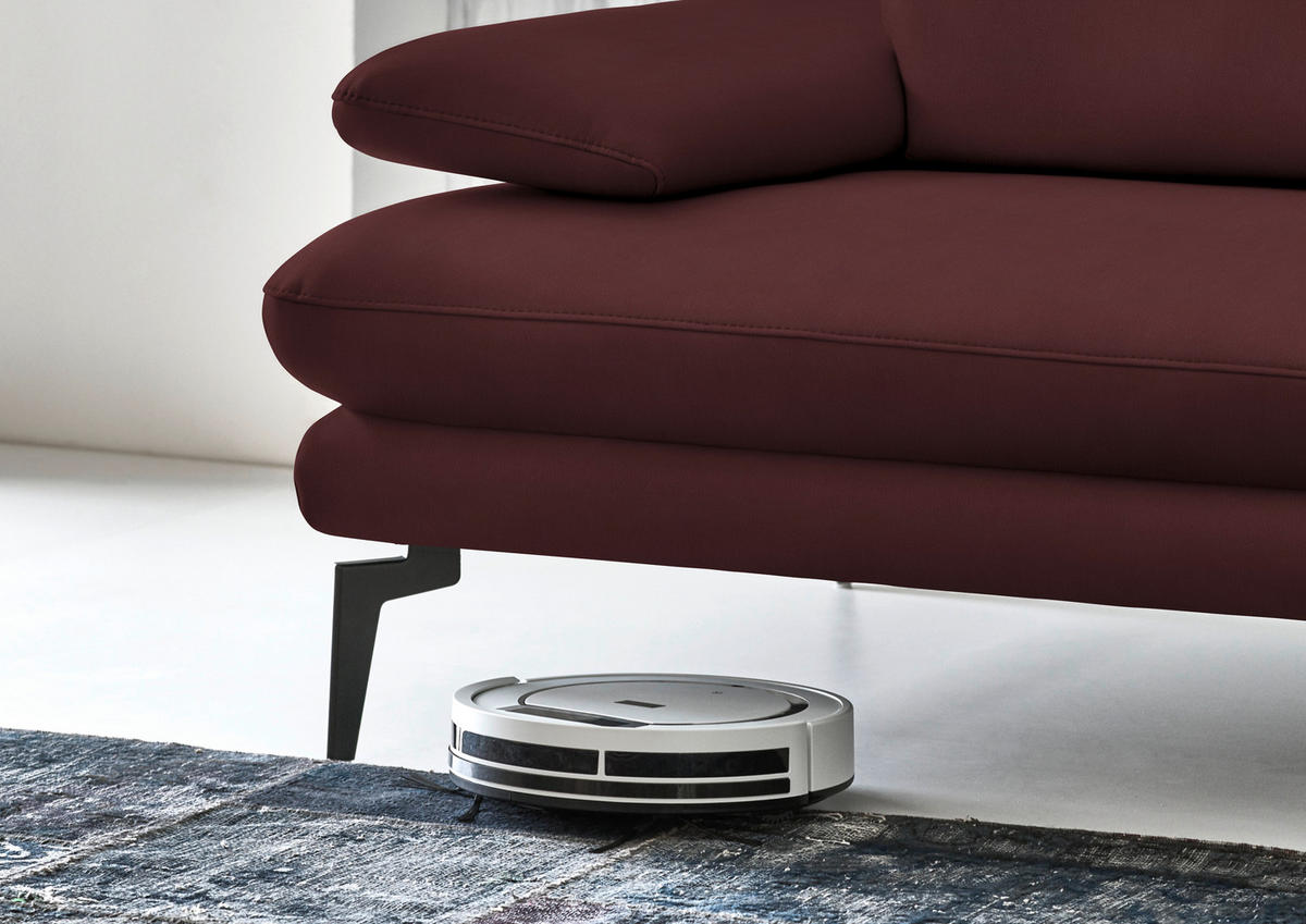 3-SITZER-SOFA in Leder Beere  - Beere/Schwarz, Design, Leder/Metall (222/86/104cm) - Dieter Knoll