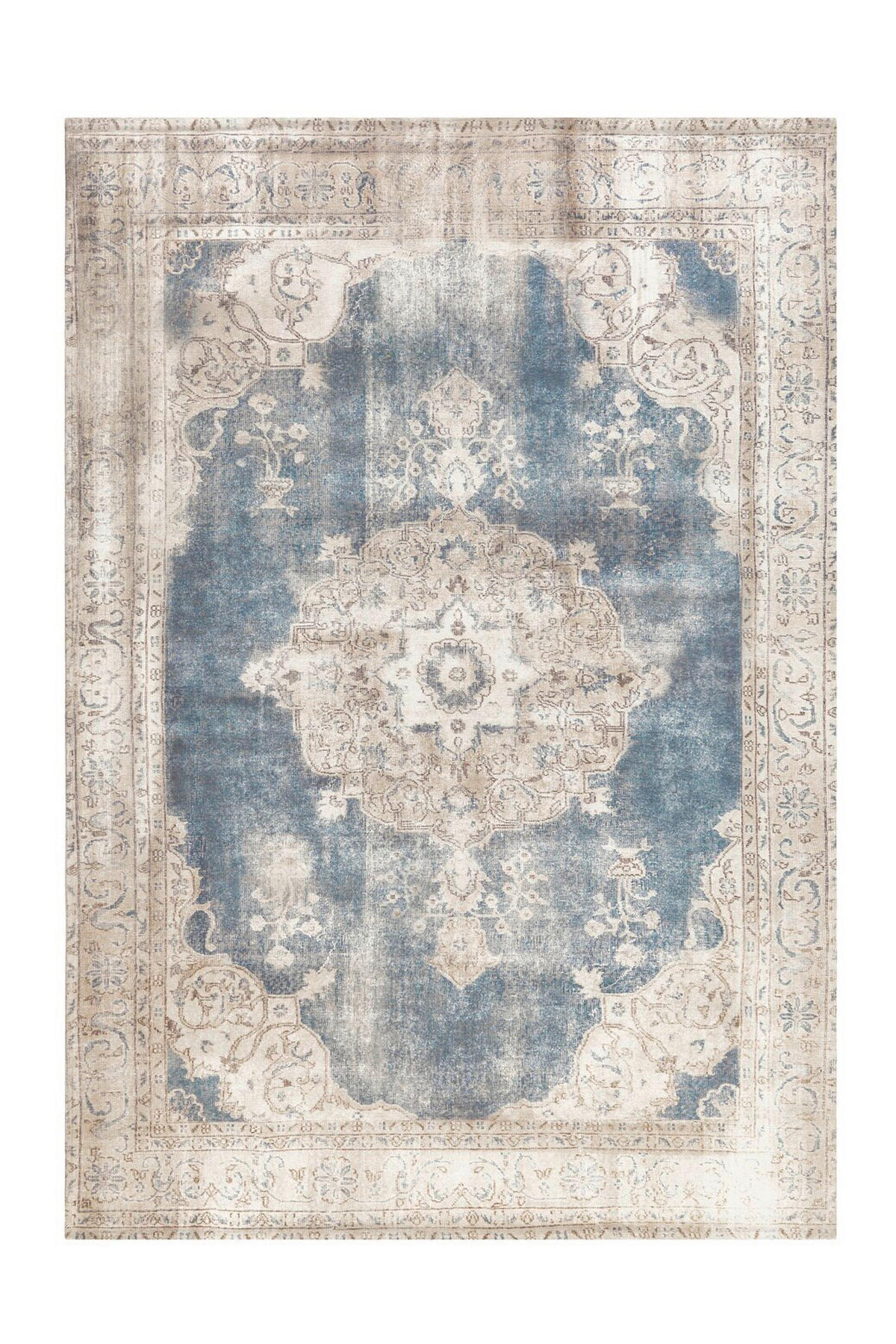 FLACHWEBETEPPICH 140/200 cm Vintage 8400 Creme / Blau  - Blau/Creme, Konventionell, Textil (140/200cm)