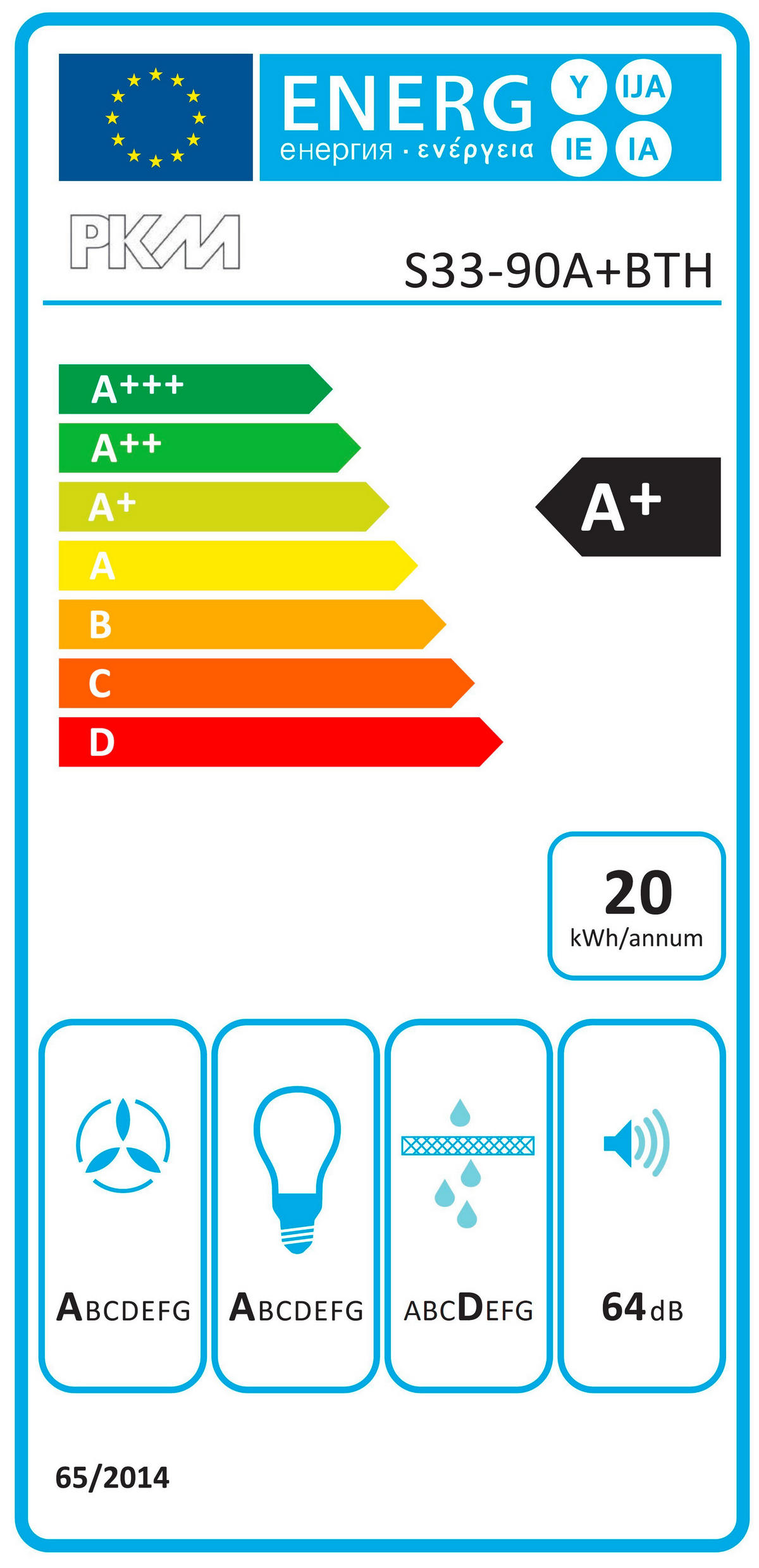 DUNSTABZUGSHAUBE S33-90A+BTH  - Schwarz, Trend (90/114,4/38,2cm) - PKM