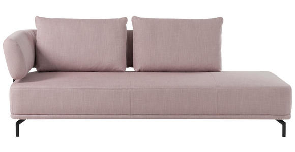 RÉCAMIERE Hellrosa Flachgewebe  inkl. Rückenkissen, Rücken echt  - Hellrosa/Schwarz, Design, Textil/Metall (225/80/98cm) - Dieter Knoll