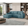 ECKSOFA Türkis Cord Zierkissen, Rückenkissen, Bettkasten, Schlaffunktion, Rücken echt, Liegefläche im Originalstoff  - Türkis/Schwarz, MODERN, Kunststoff/Textil (190/280cm) - Carryhome