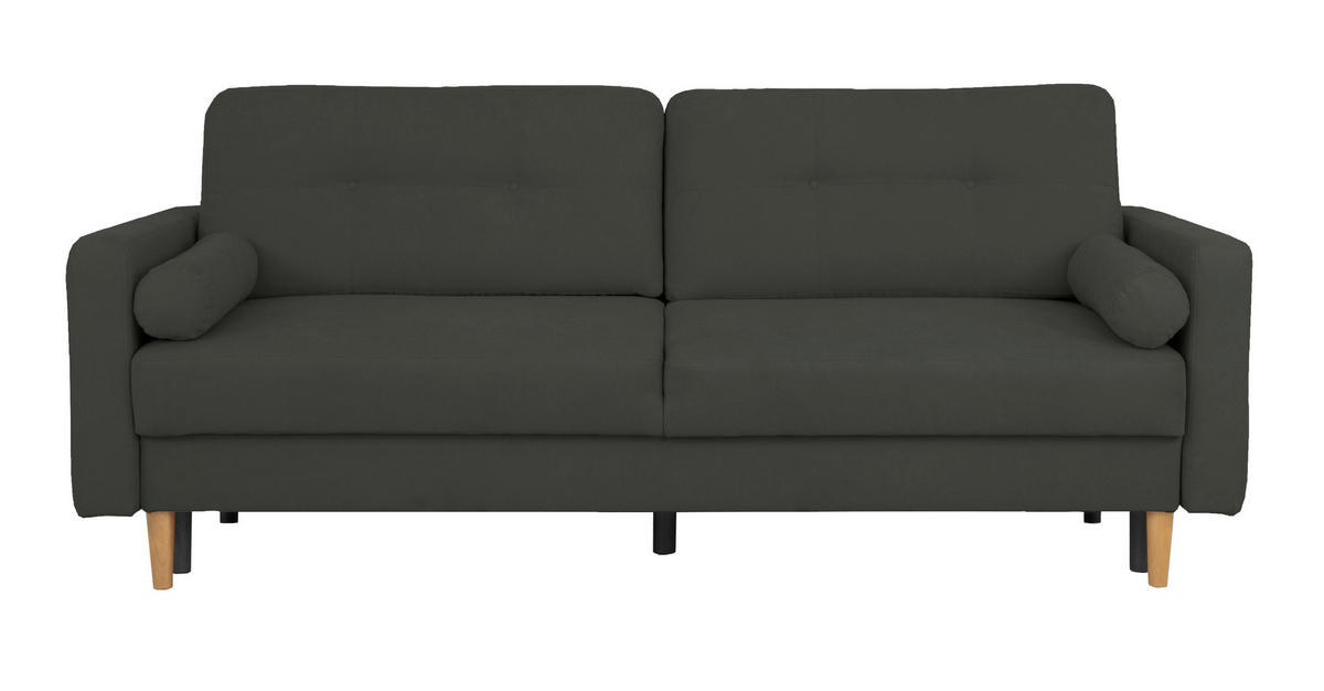 SCHLAFSOFA in Schwarz  - Buchefarben/Schwarz, Design, Holz/Textil (222/93/99cm) - MID.YOU
