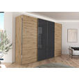 SCHWEBETÜRENSCHRANK 316/235/68 cm 4-türig Schwarz, Eiche Artisan  - Chromfarben/Schwarz, KONVENTIONELL, Glas/Holzwerkstoff (316/235/68cm) - Novel