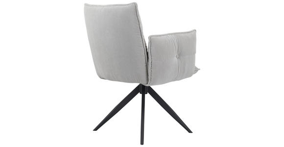 ARMLEHNSTUHL in Eisen Cord - Hellgrau/Schwarz, Design, Textil/Metall (63,5/85/63,5cm) - Novel