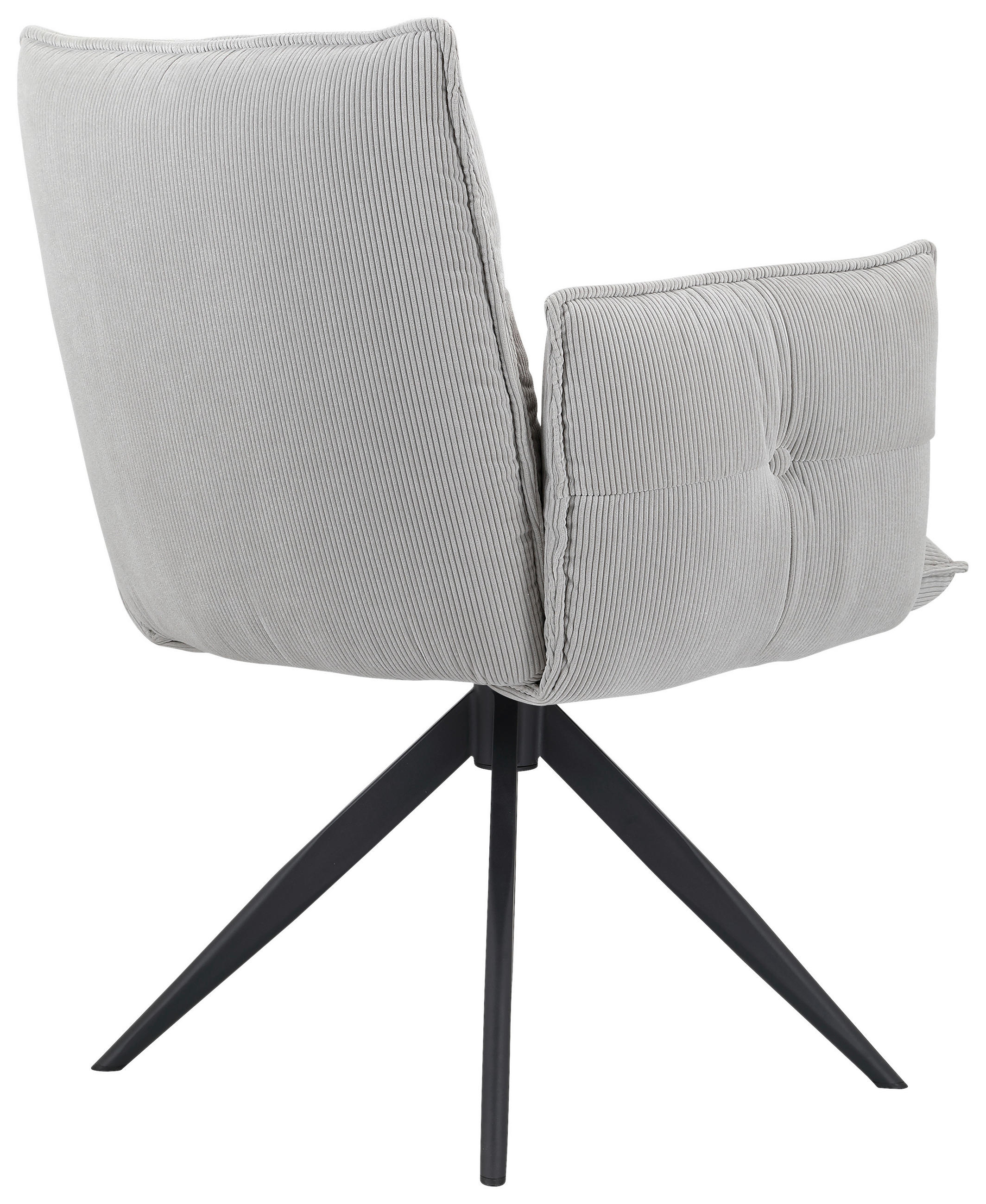 ARMLEHNSTUHL  in Eisen Cord  - Hellgrau/Schwarz, Design, Textil/Metall (63,5/85/63,5cm) - Novel