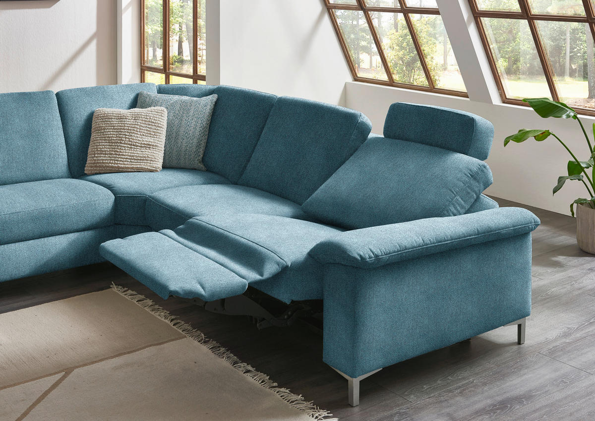 WOHNLANDSCHAFT in Chenille Blau  - Blau/Alufarben, Design, Textil/Metall (170/333/265cm) - Dieter Knoll